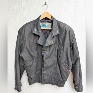 Vintage Verri Pelle By M. Julian Black Leather Bomber Jacket Size 36
